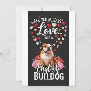Valentine's Day Cute english bulldog  Photo   Holiday Card