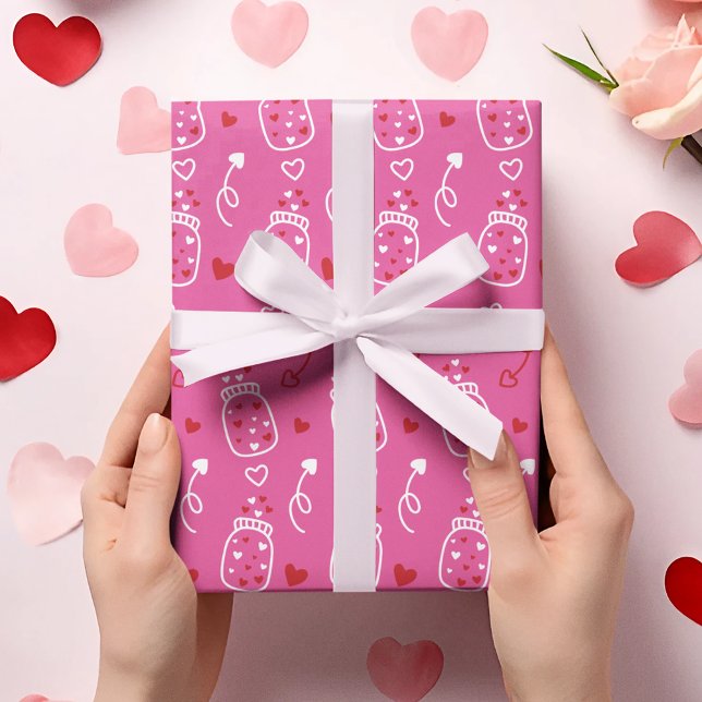 Valentines Day Cute Heart Jars and Arrows Wrapping Paper (Creator Uploaded)
