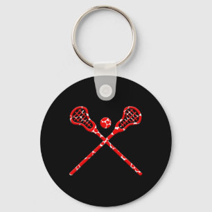 Valentine's Day Cute Heart Lacrosse Lover Sports P Keychain