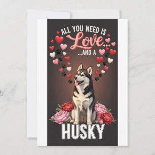 Valentine's Day Cute  husky Photo Cuddle  Holiday Card
