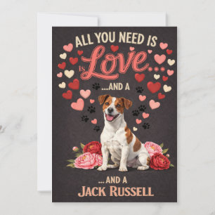 Valentine's Day cute jack russell dog Photo Holiday Card