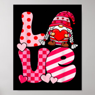 Valentines Day Cute Love Heart Gnome Funny Gnome L Poster