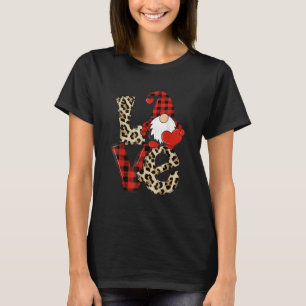 Valentines Day Cute Love Heart Gnome Leopard Cheet T-Shirt