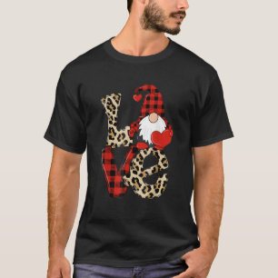 Valentines Day Cute Love Heart Gnome Leopard Cheet T-Shirt