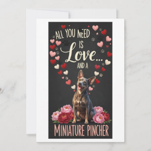Valentine's Day Cute miniature pincher Photo  Holiday Card