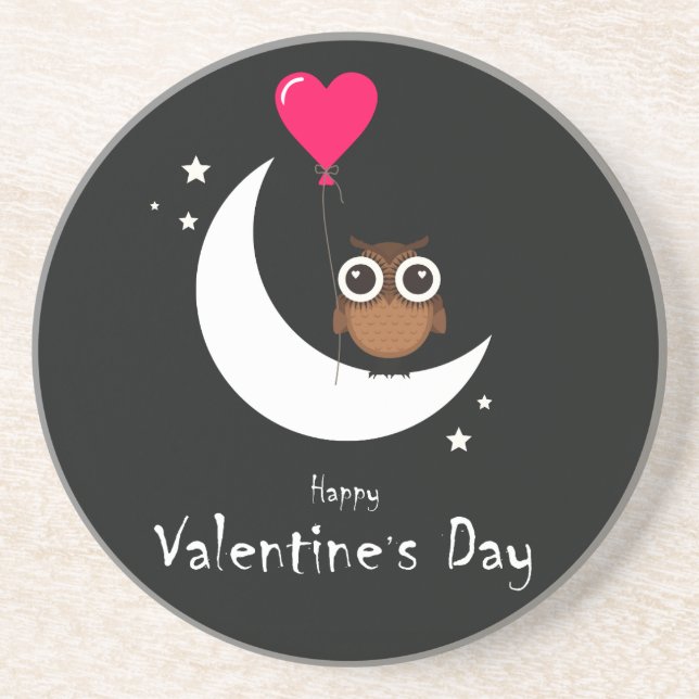 Valentine's Day Cute Owl Coaster (Front)