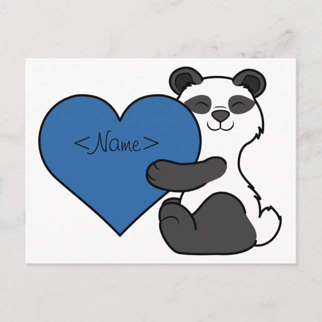 Valentine's Day Cute Panda Bear with Blue Heart Holiday Postcard (Front)