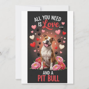 Valentine's Day Cute pit bull  Photo Cuddle  Holiday Card