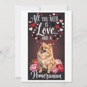 Valentine's Day Cute pomeranian Photo Cuddle  Holiday Card