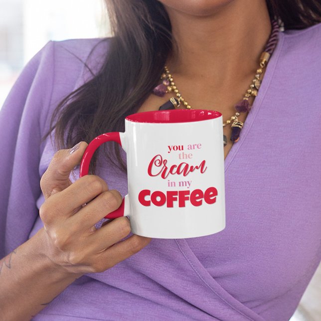 Valentine's Day Cute Quote Personalized Mug (You are the cream in my coffee custom Valentine's Day Mug.)
