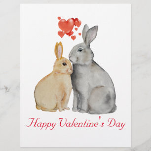Valentine's Day Cute Rabbit Postcard Letterhead