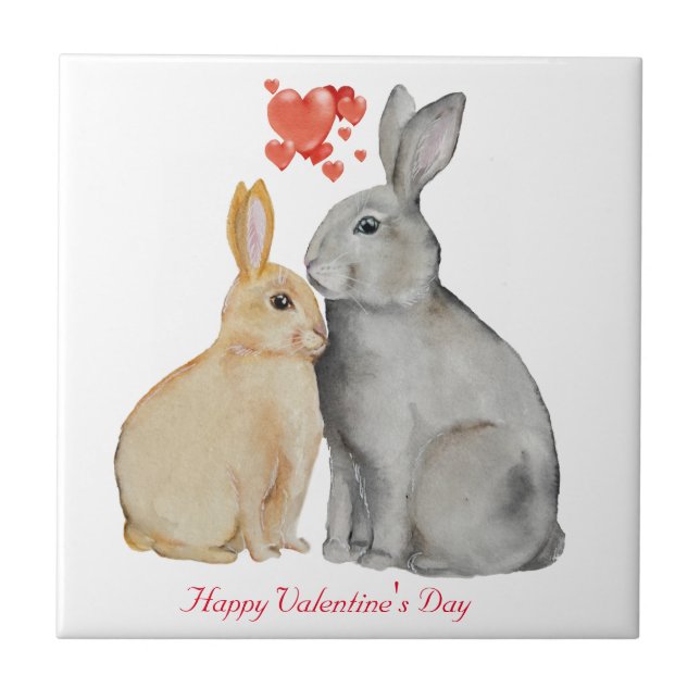 Valentine's Day Cute Rabbit Tile (Front)