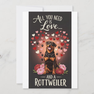 Valentine's Day Cute rottweiler Photo Cuddle  Holiday Card
