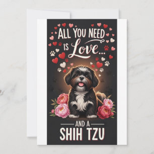 Valentine's Day Cute shih tzu  Photo Cuddle  Holiday Card