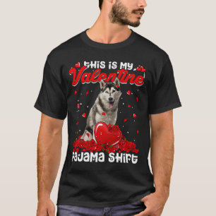 Valentines Day Cute Siberian Husky  Dog Hearts Pup T-Shirt