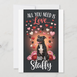 Valentine's Day Cute staffy Photo cuddle Holiday Card