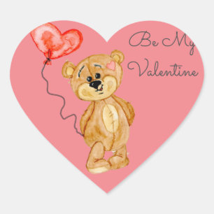 Valentine's Day Cute Watercolor Teddy Bear Sticker