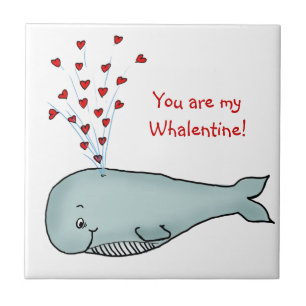 Valentine's Day - Cute Whale with Hearts Tile