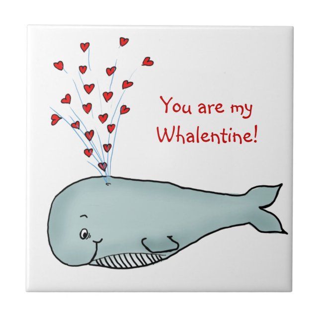 Valentine's Day - Cute Whale with Hearts Tile (Front)