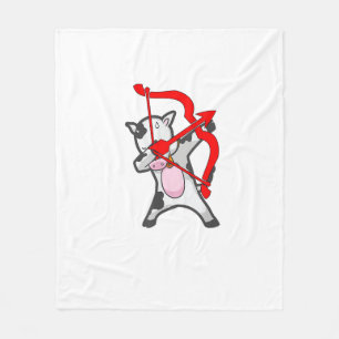 Valentines Day Dabbing Cow Cupid Bow Fleece Blanket