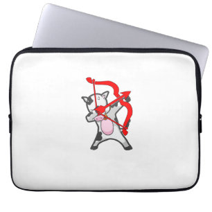 Valentines Day Dabbing Cow Cupid Bow Laptop Sleeve