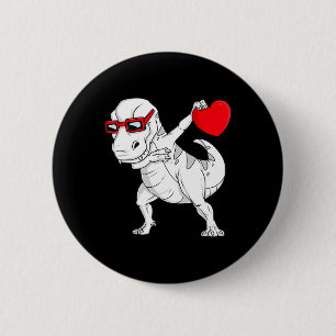 Valentines Day Dabbing Dinosaur T Rex Heart Boys K 2 Inch Round Button
