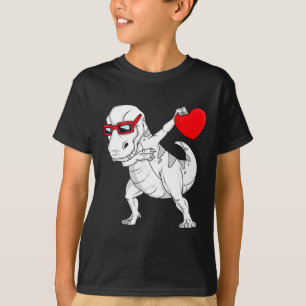 Valentines Day Dabbing Dinosaur T Rex Heart Boys K T-Shirt