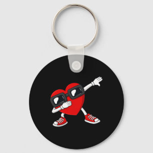 Valentines Day Dabbing Heart Fun Boys Girls Kids D Keychain