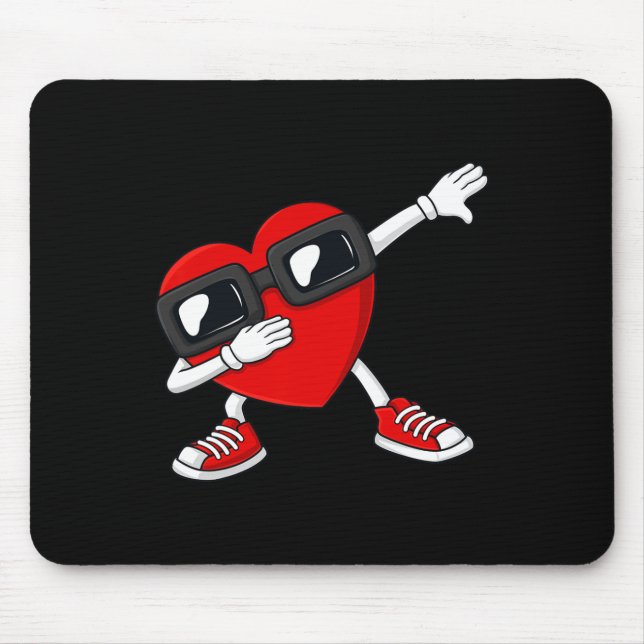 Valentines Day Dabbing Heart Fun Boys Girls Kids D Mouse Pad (Front)