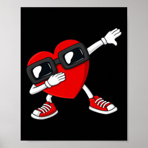 Valentines Day Dabbing Heart Fun Boys Girls Kids D Poster
