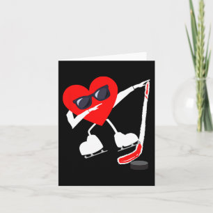Valentines Day Dabbing Heart Hockey Stick Puck Boy Card