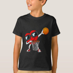 Valentines Day Dabbing Heart Holding A Basketball  T-Shirt