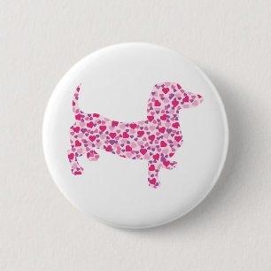 Valentine's Day Dachshund 2 Inch Round Button
