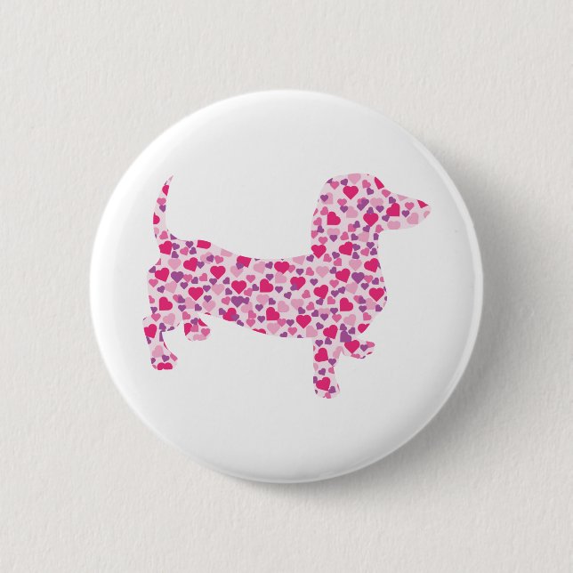 Valentine's Day Dachshund 2 Inch Round Button (Front)