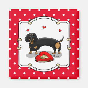 Valentine's Day Dachshund (black & tan) - Cute dog Magnet