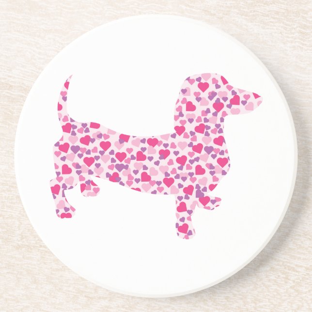 Valentine's Day Dachshund Coaster (Front)