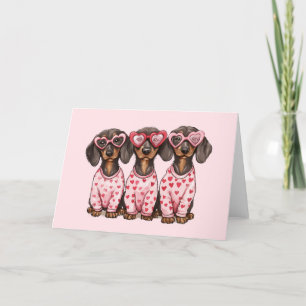 Valentines Day Dachshund Dogs Holiday Card