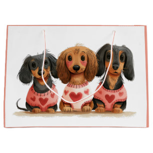 Valentines Day Dachshund Dogs Large Gift Bag