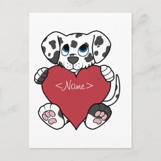 Valentine's Day Dalmatian Dog with Red Heart Holiday Postcard