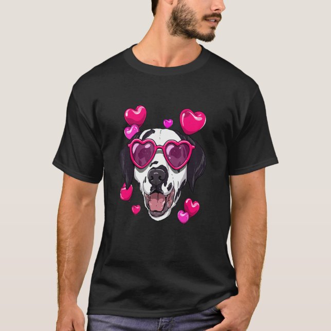 Valentines Day Dalmatian Heart Couples Love Day Do T-Shirt (Front)