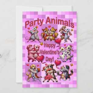 Valentine's Day Dancing Couples "Party Animals" Invitation