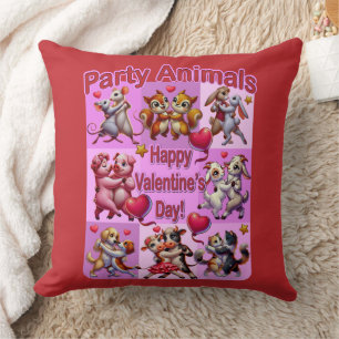 Valentine's Day Dancing Couples "Party Animals" Throw Pillow