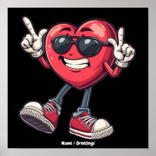 Valentines Day Dancing Heart Boys Girls Love Poster