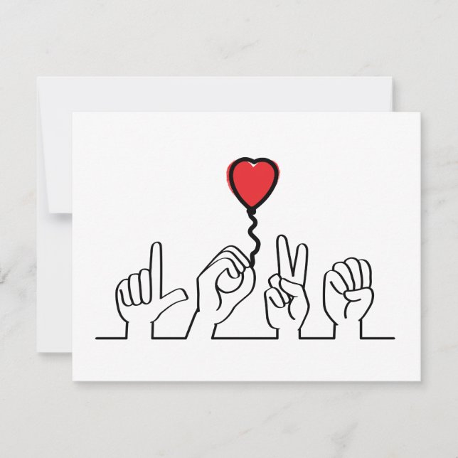 Valentine's Day. Deaf, sign language love - love. Card (Front)
