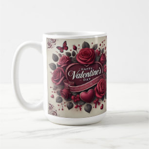 Valentine's Day Design With Roses and Heart Coffee Mug