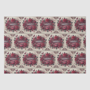 Valentine's Day Design With Roses and Heart   Tissue Paper