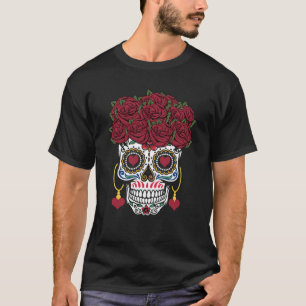 Valentines Day Dia De Los Muertos Valentine Roses T-Shirt