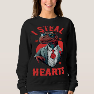 Valentine's Day Dinosaur I Steal Hearts Boys Men L Sweatshirt