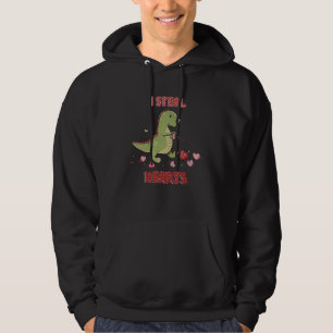 Valentines Day Dinosaur I Steal Hearts Boys Men Lo Hoodie