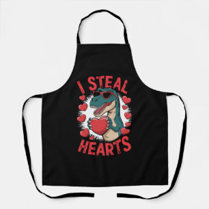 Valentines Day Dinosaur I Steal Hearts Love T rex Apron